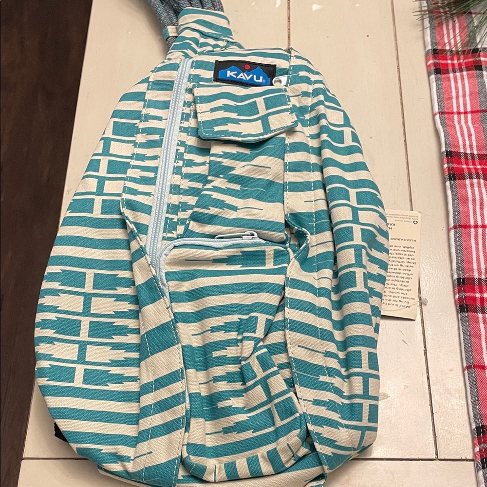 KAVU Teal and Cream Patterned Bag